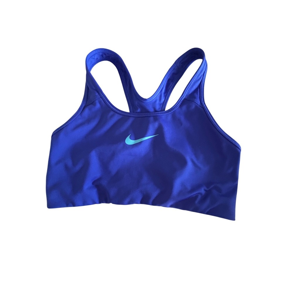 Nike Womens Royal Blue Racerback Dri-FIT Medium Support Sports Bra Swoosh Logo